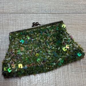Vintage Beaded Bijoux Terner Purse with Silver Crossbody Chain